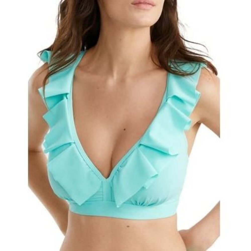 Pour Moi Space Frill Underwire Ruffle Bikini Top Mint Size 32H